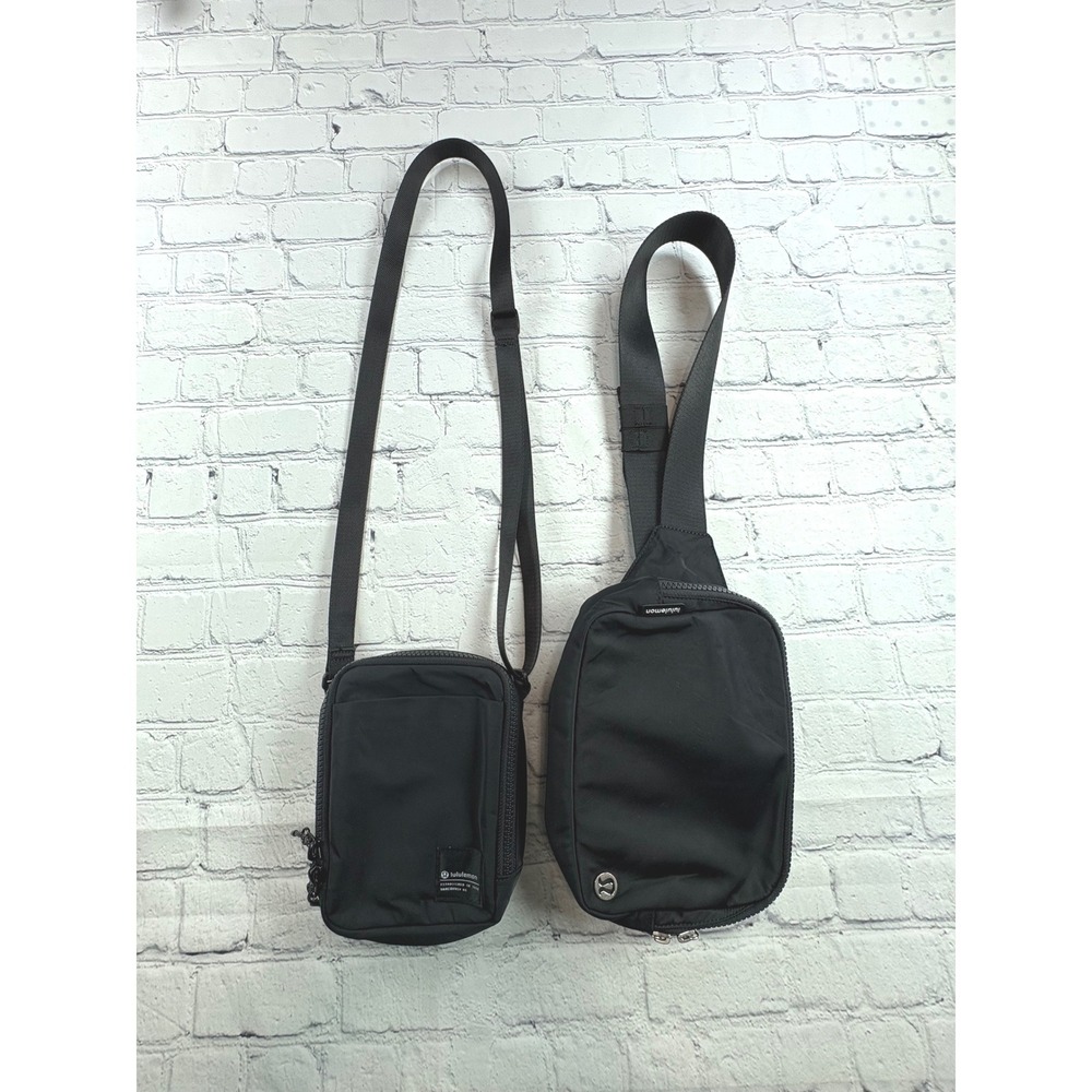 Lot 2 Lululemon Crossbody and Everywhere Belt Bag Bundle Black Nylon